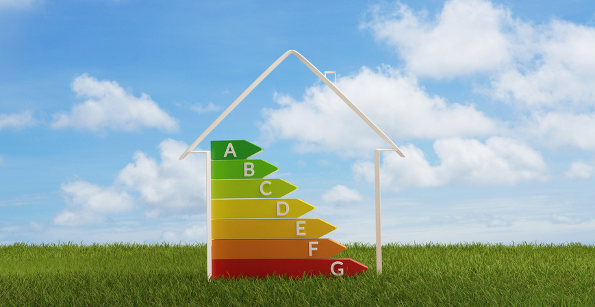 Graphic displaying the A to G EPC energy efficiency rating of a home