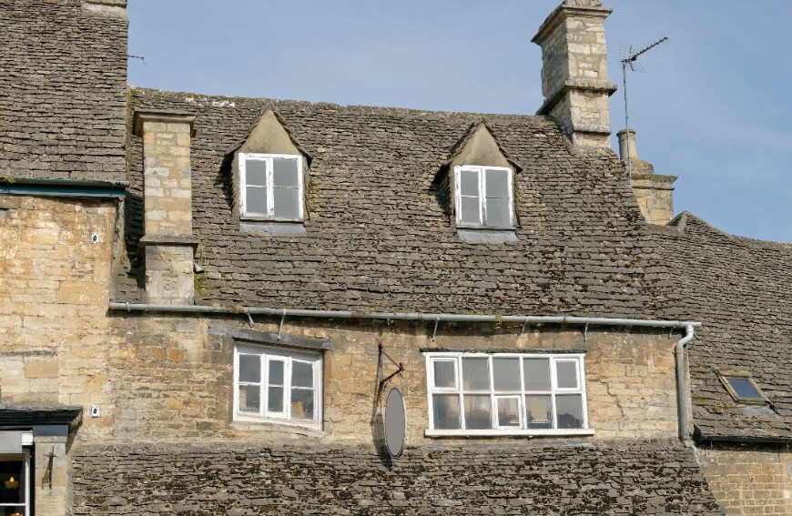 Subsidence damage at windows in an old house in the Cotswolds, England